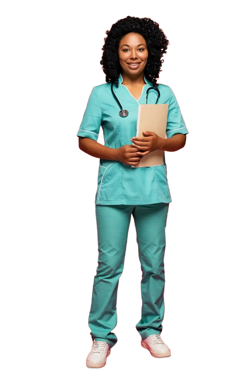 nurse standing with file image